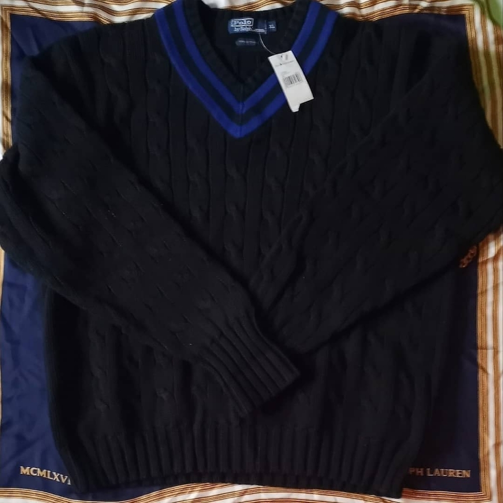 NWT VINTAGE RALPH LAUREN POLO TENNIS SWEATER SZ XL